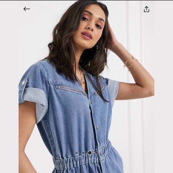 ASOS Denim Romper with Zipper Detail - Picture 3 of 4